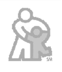 Simple icon of two people hugging each other.