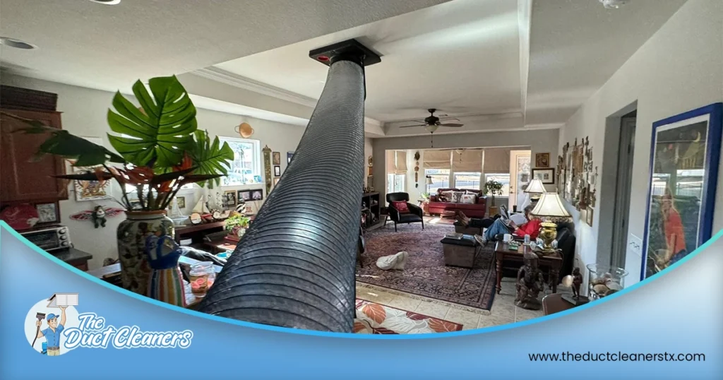 An image shows the area where The Duct Cleaners' technicians are cleaning the air ducts. 